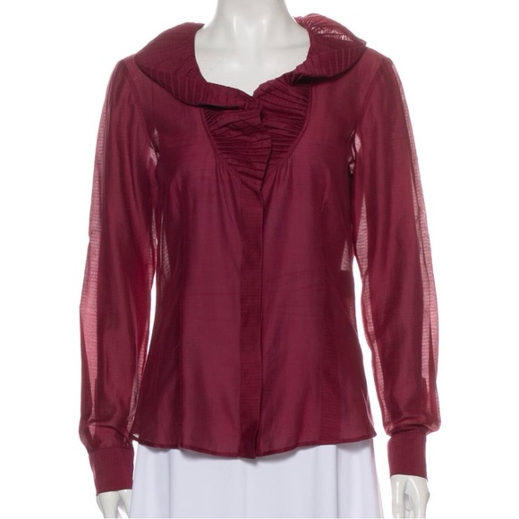 Alexander McQueen Etherial Silk Blouse with Pie Crust Collar